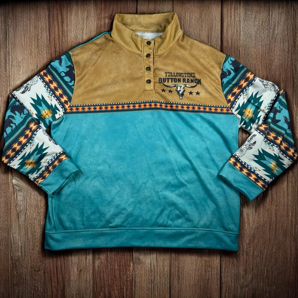 Yellowstone Dutton Ranch Pullover SweatShirt Southwest Aztec Western Pattern 3XL